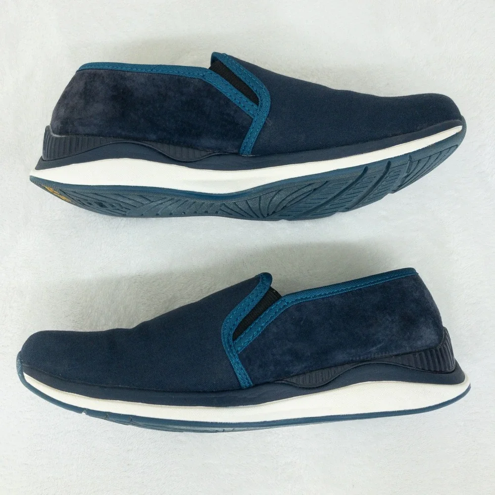 Kuru Atom Slip‎ On Womens Size 7 Navy Blue Canvas Suede Orthotic Walking Shoes